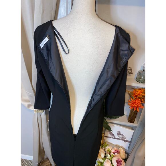 NWT $89.98 size 10 Black Back Zip Calvin Klein 3/4 Sleeves Dress - Picture 7 of 12